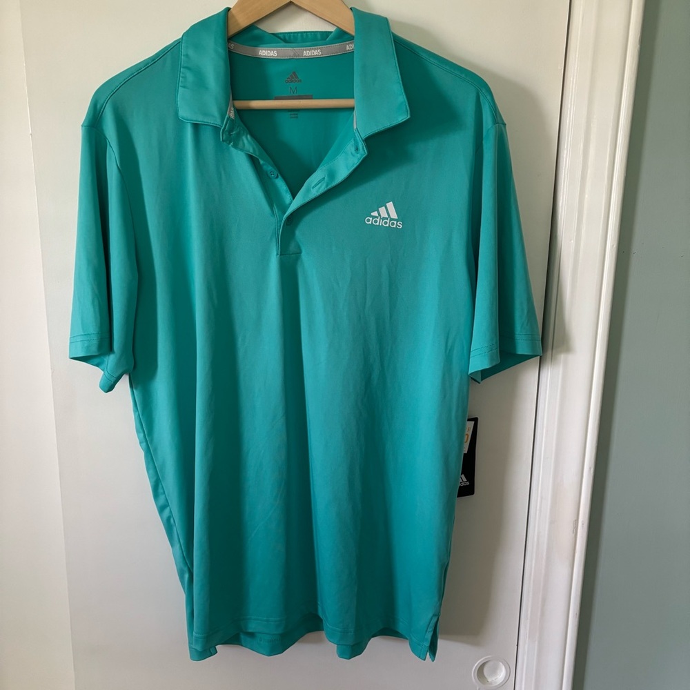 Adidas Aqua Blue Polo Golf  Shirt Athletic Performance